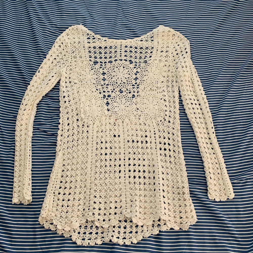 Free People BOHO white Crochet Tunic